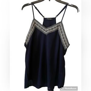 Coeur DeVague Women’s Blouse| Size Small | Navy| Embroidered | Lightweight